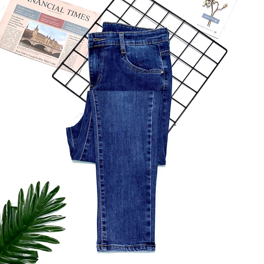 Quần jeans nữ bigsize lưng cao 48-95kg G-Jeans co giãn có túi, quần bò big size cạp cao dáng ôm trơn dài