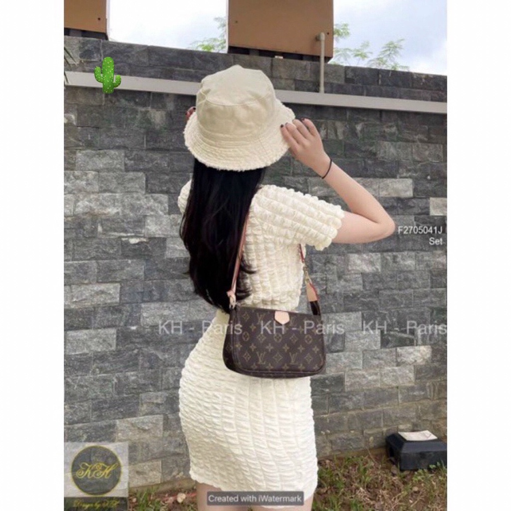 set bộ nữ, set kiểu áo croptop tay ngắn chân váy ngắn xốp to đẹp vp