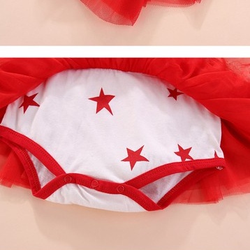 Váy body sơ sinh dài tay bé gái họa tiết sao kèm tuban size 0-12 tháng SS10