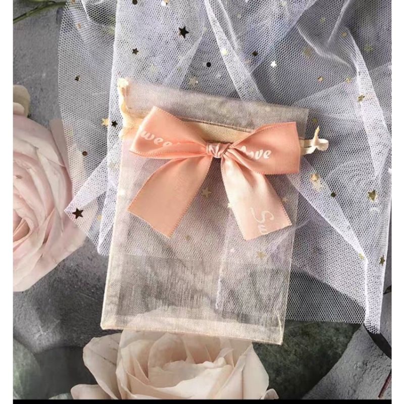 Túi vải voan có nơ size 10x15 cm