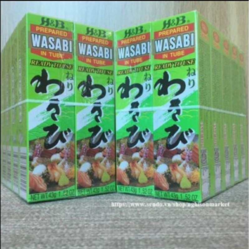 [Nhập khẩu] 1 Lốc Mù tạt xanh wasabi H&amp;B 43g (lốc = 10 tuýp). Chấm món Nhật sushi, sashimi