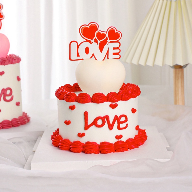 phụ kiện trang trí bánh kem [FREESHIP❤️] trái tim nhựa gắn led sáng