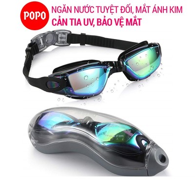 Kính bơi người lớn cản tia UV với mắt kiếng tráng gương POPO 2360 cho nam nữ cho bé từ 8 tuổi