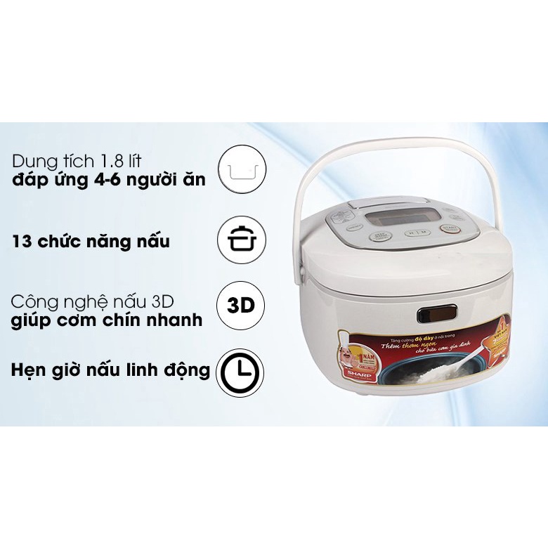 Nồi cơm điện tử Sharp 1.8 lít KS-TH18-GL