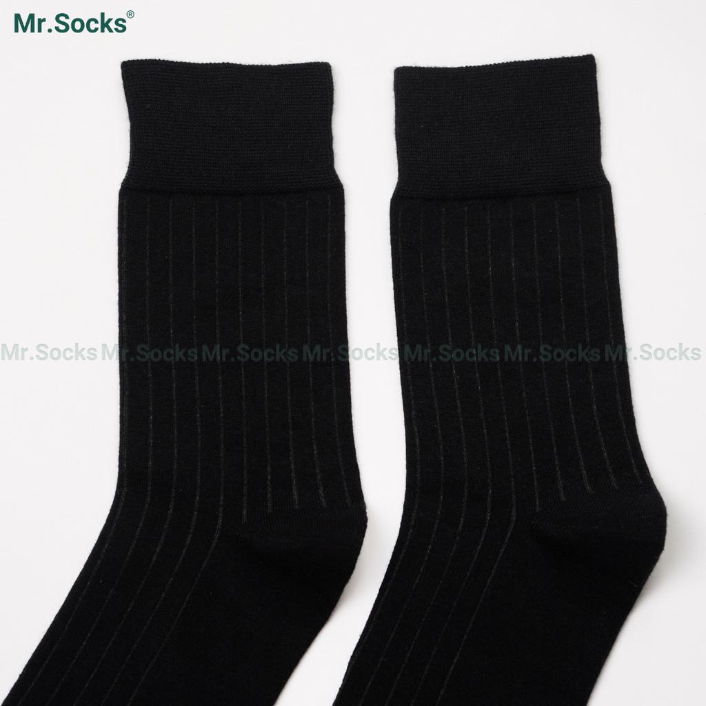 Combo 5 đôi tất nam cổ cao công sở màu đen Mr.Socks gân chìm, cotton cao cấp hút ẩm thoáng khí - TAYGANCHIM-DEN-CB5
