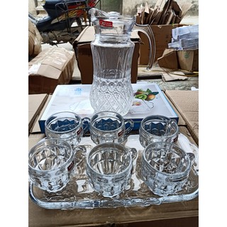 bộ khay tách thủy tinh kèm bình nước thủy tinh siêu đẹp