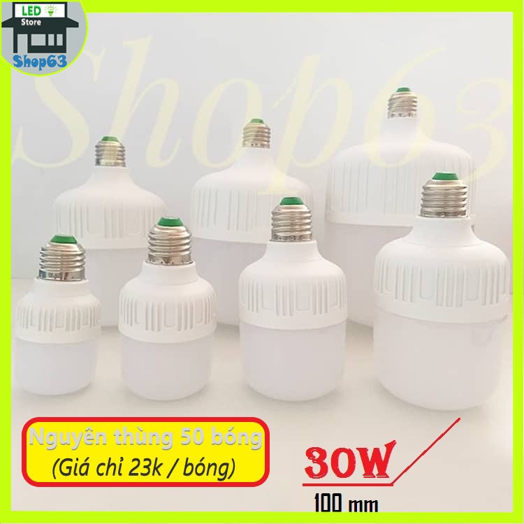 (Giá đại lý sỉ nguyên thùng 30W - 50 bóng) bóng led trụ tròn 30W ánh sáng trắng - đường kính 10cm - bảo hành 12 tháng