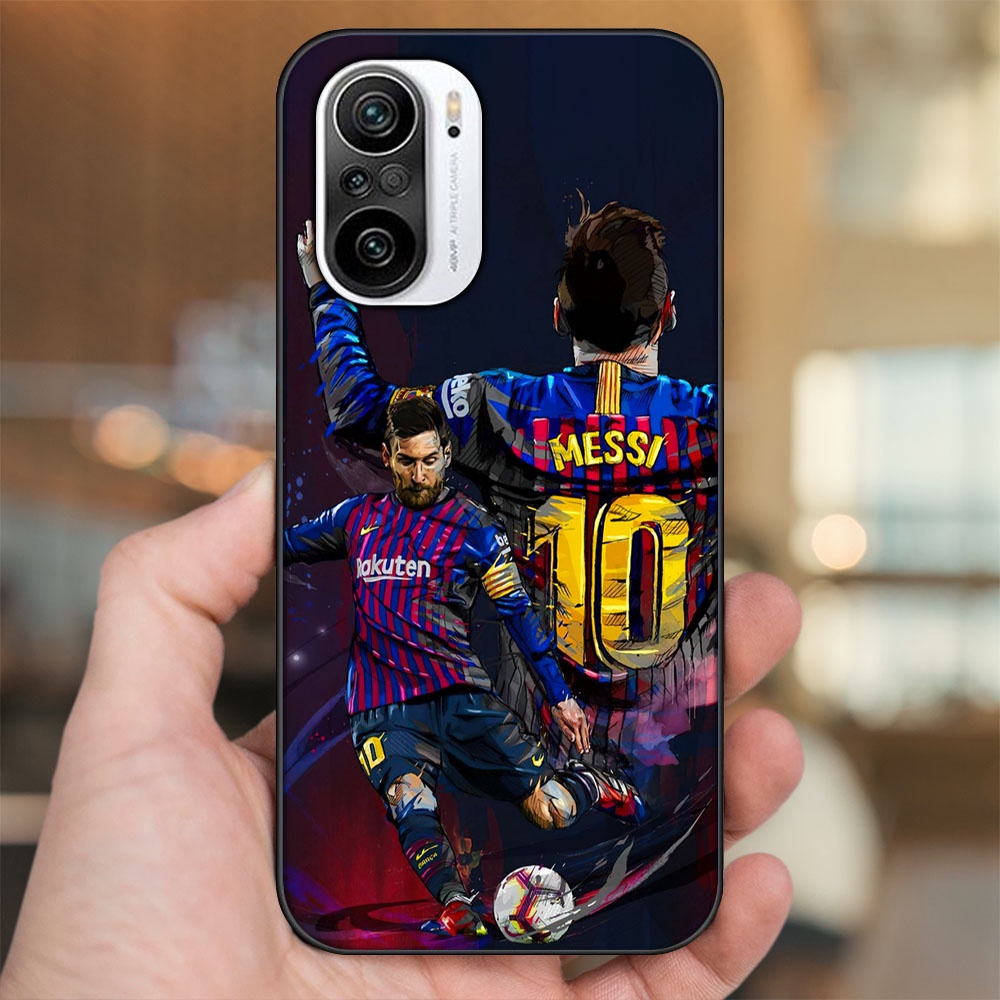 Ốp lưng Xiaomi K40 viền đen in hình Lionel Messi Barcelona PSG