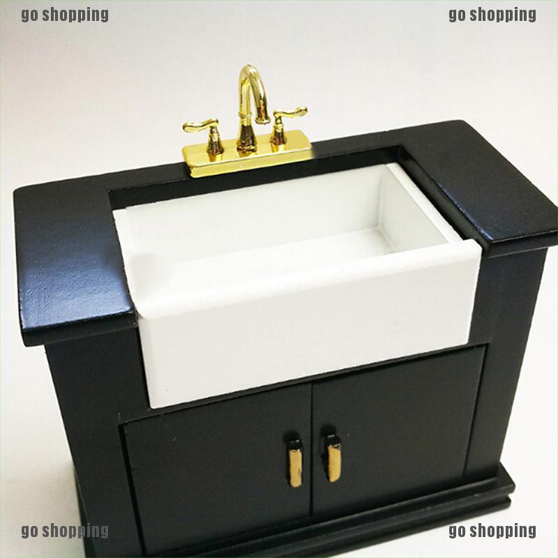 {go shopping}1/12 Dollhouse miniature accessories mini alloy double faucet for decoration