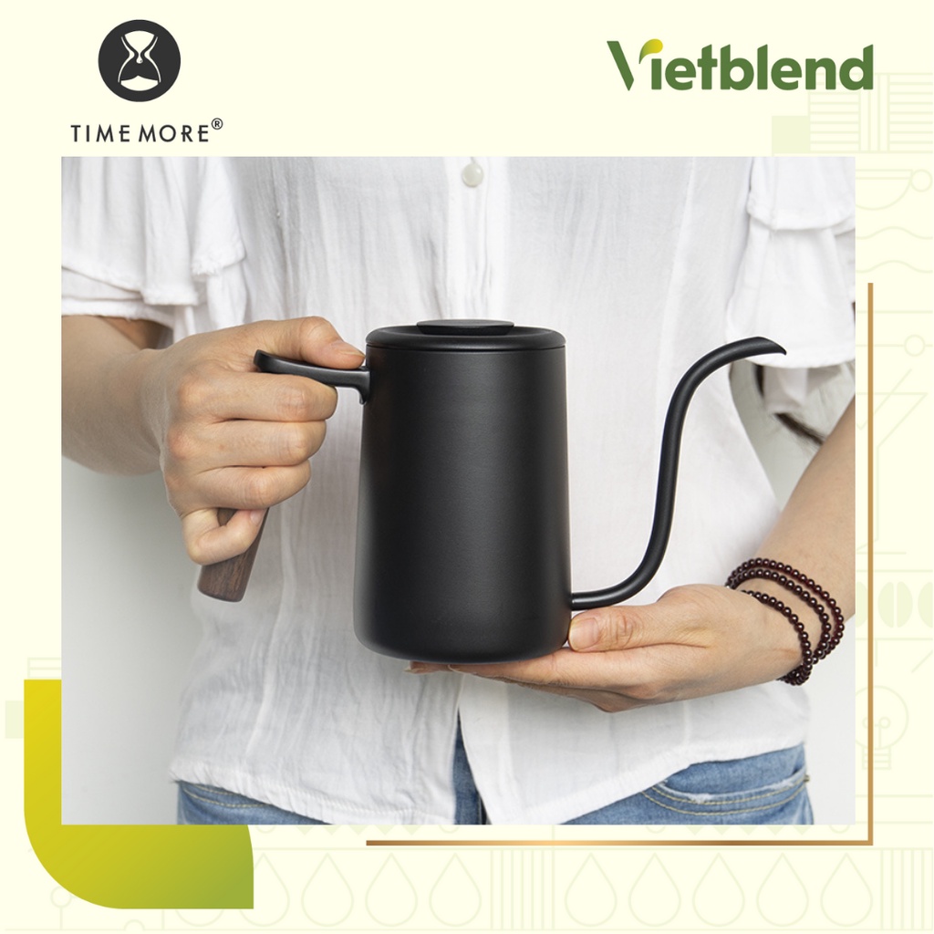 Ấm drip cổ ngỗng Timemore Fish Youth rót trà, cà phê 600ml - Chất liệu thép không gỉ - Đại lý Timemore Vietblend