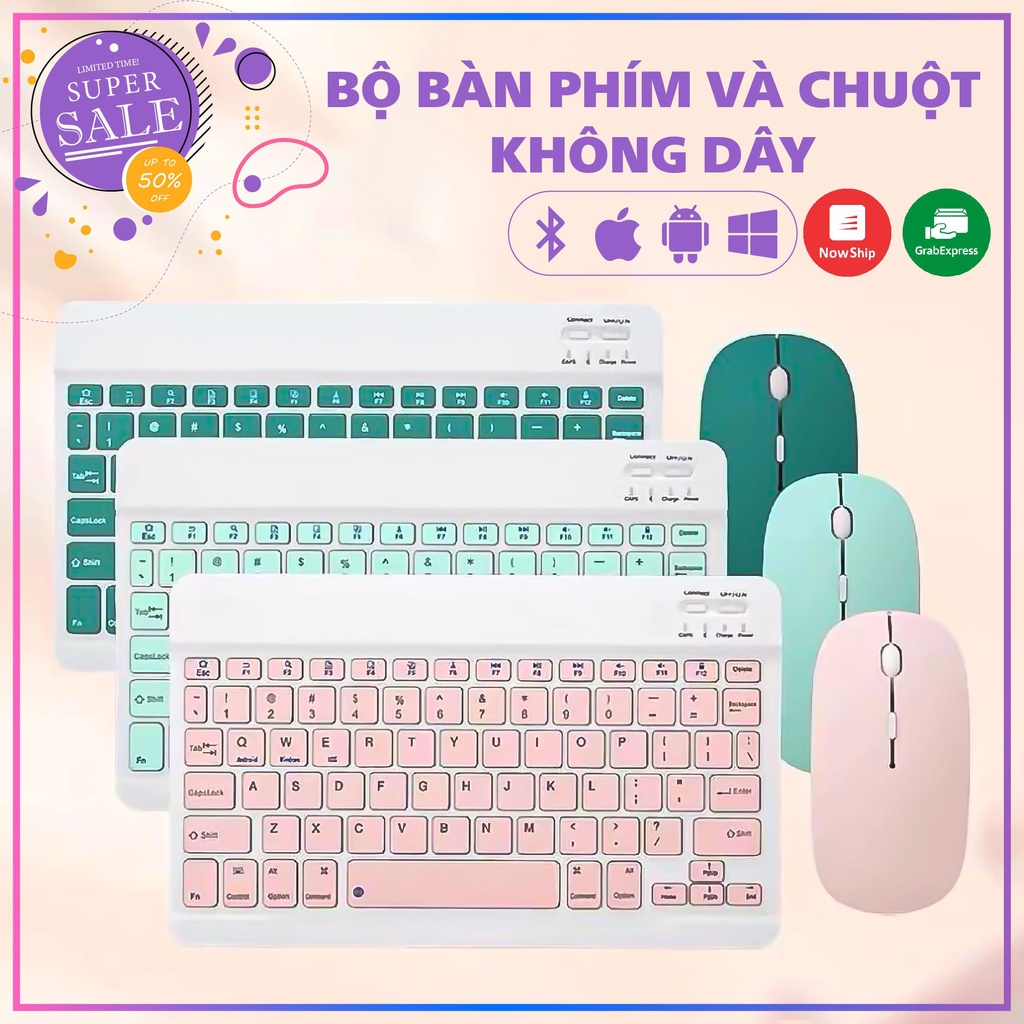 Bàn phím Bluetooth chơi game không dây mini HP 10 inch TẶNG chuột không hàng mới