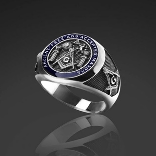 Nhẫn nam khắc logo Freemasonry phong cách retro thời trang