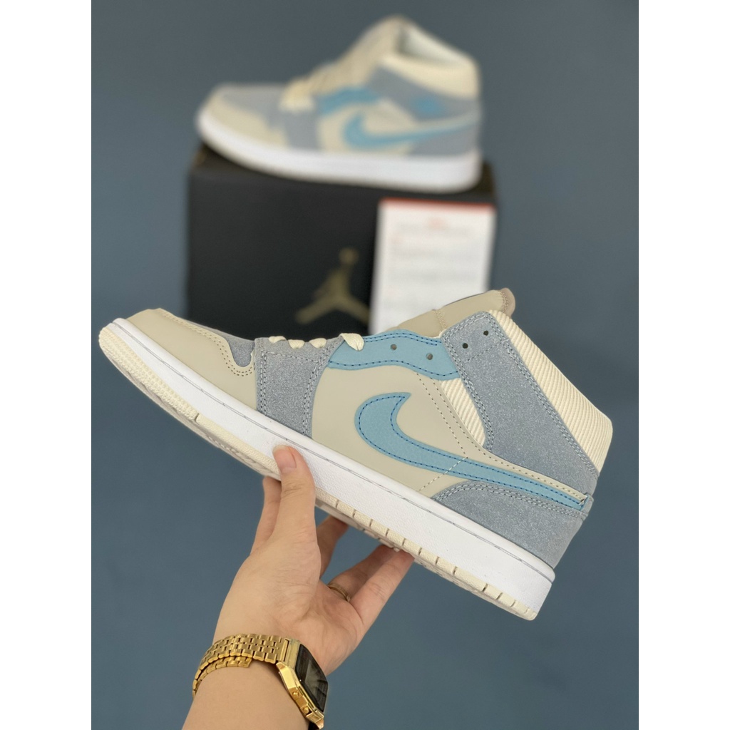 [More&amp;More] Giày Sneaker Jordan 1 Mid &quot;Taro Cream&quot; x OG chất lượng nguyên bản MSN7271