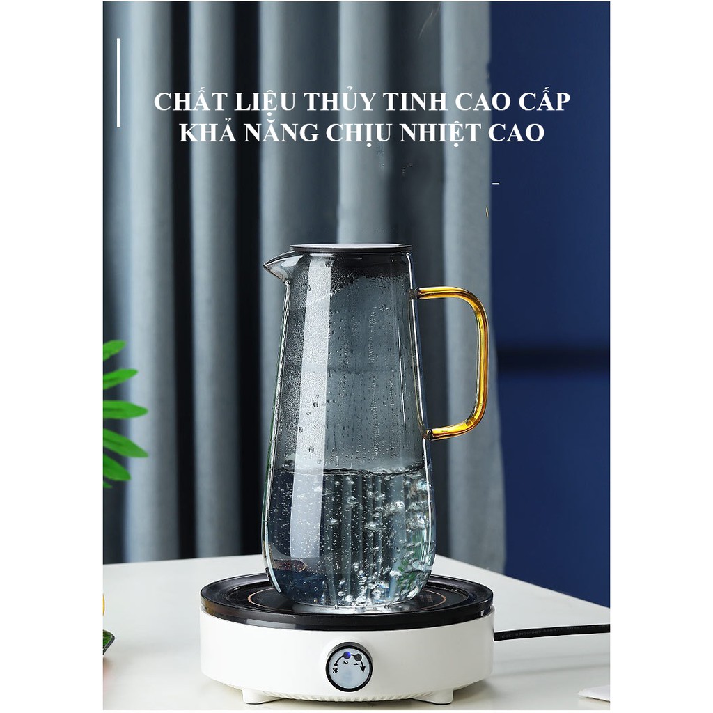 Bình 1600ml và ly thủy tinh 350ml có tay cầm