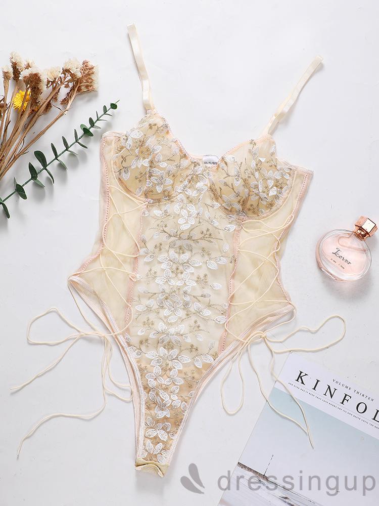 Bộ Đồ Liền Thân Thêu Họa Tiết Gợi Cảm Cho Nữ