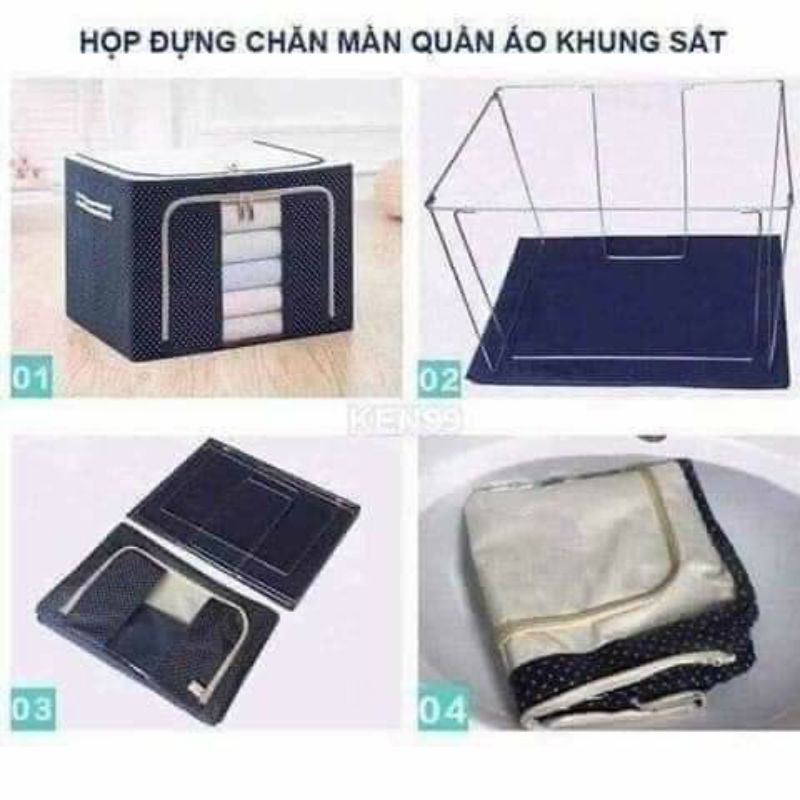 TÚI ĐỰNG CHĂN KHUNG SẮT 50×40×28cm