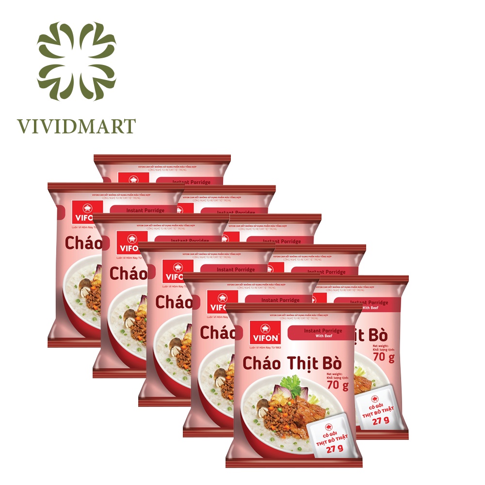 CHÁO ĂN LIỀN VIFON 70g/GÓI THỊT BẰM / GÀ / SƯỜN / BÒ / NẤM ĐÔNG CÔ / TRỨNG MUỐI / RIÊU CUA