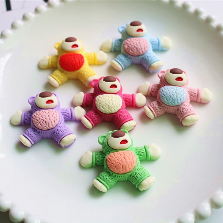 Charm (C423) slime/ Dụng Cụ Charm Trang Trí [Ko Keo &amp; Nút] Hình Bé Gấu Nhiều Màu Sắc (4.2x3.4cm)