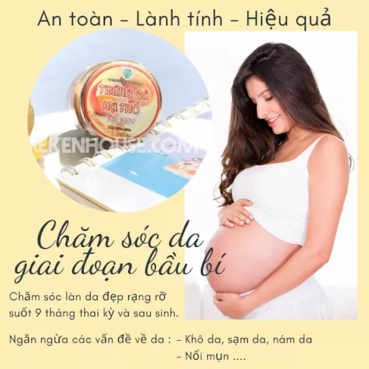 Trứng Gà Hạ Thổ Mẹ Ken, Mặt Nạ Collagen tươi, Ngừa Nám Tàn Nhang, Da Sáng Mịn, Dùng Xông Hơ Mẹ Sau Sinh