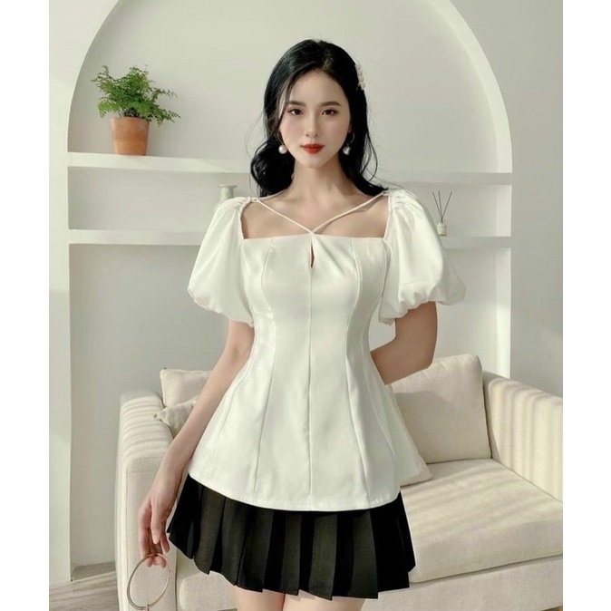 áo peplum tay bồng dễ thương