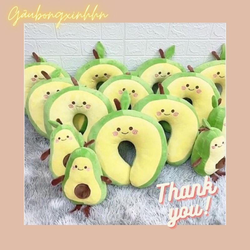 (Hàng Đẹp)💥💥💥❤️Gấu Bông Gối Chữ U Hình Trái Bơ, Gối U Bơ Kê Cổ Siêu Êm Mềm Đẹp