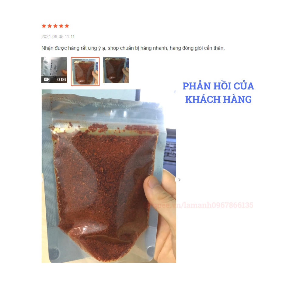 Ớt Bột Hàn Quốc - Bột Ớt Khô Mịn Làm Kim Chi, Mì Cay Gói 100g