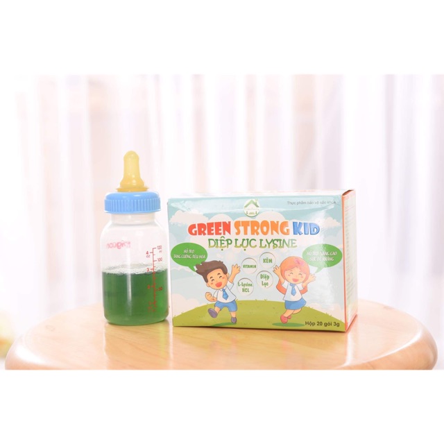 Diệp lục kid lysine, giúp bé ăn ngon, ngủ tốt, giảm táo bón, tăng sức đề kháng-Hộp 20 gói