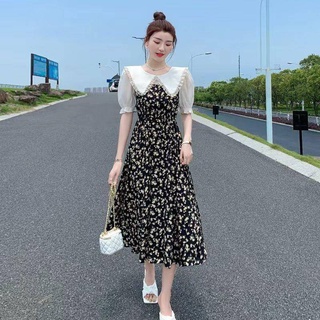 Đầm Giả Hai Mảnh Cổ Búp Bê Họa Tiết Hoa Thời Trang Mùa Hè Dành Cho Nữ