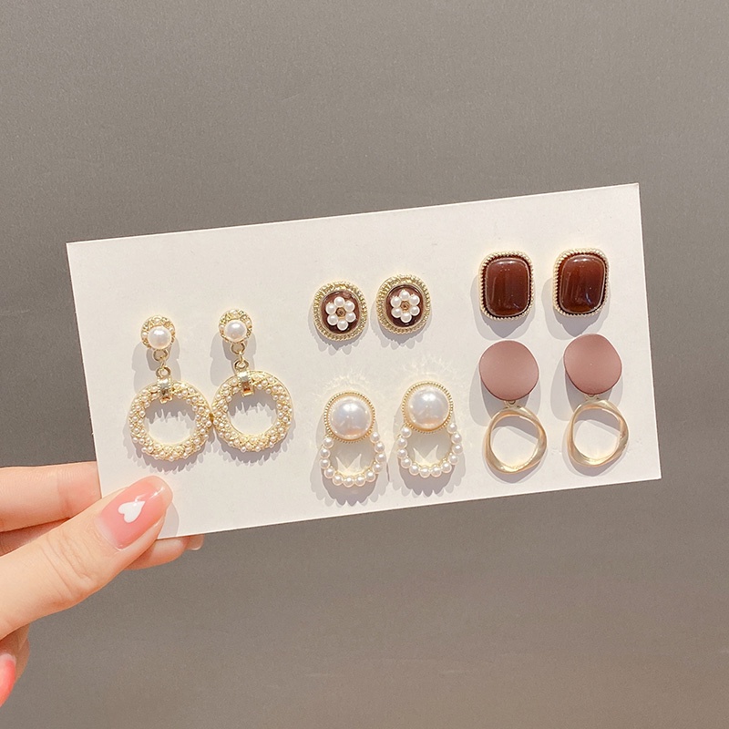 Set 5 Đôi Khuyên Tai Hình Hoa Cúc Phong Cách Hàn Quốc Thời Trang Cho Nữ