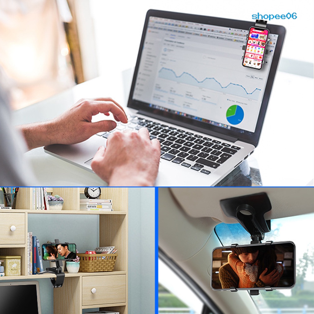 Giá Đỡ Điện Thoại Di Động Gắn Kính Chiếu Hậu Ô Tô Xoay 360 Độ