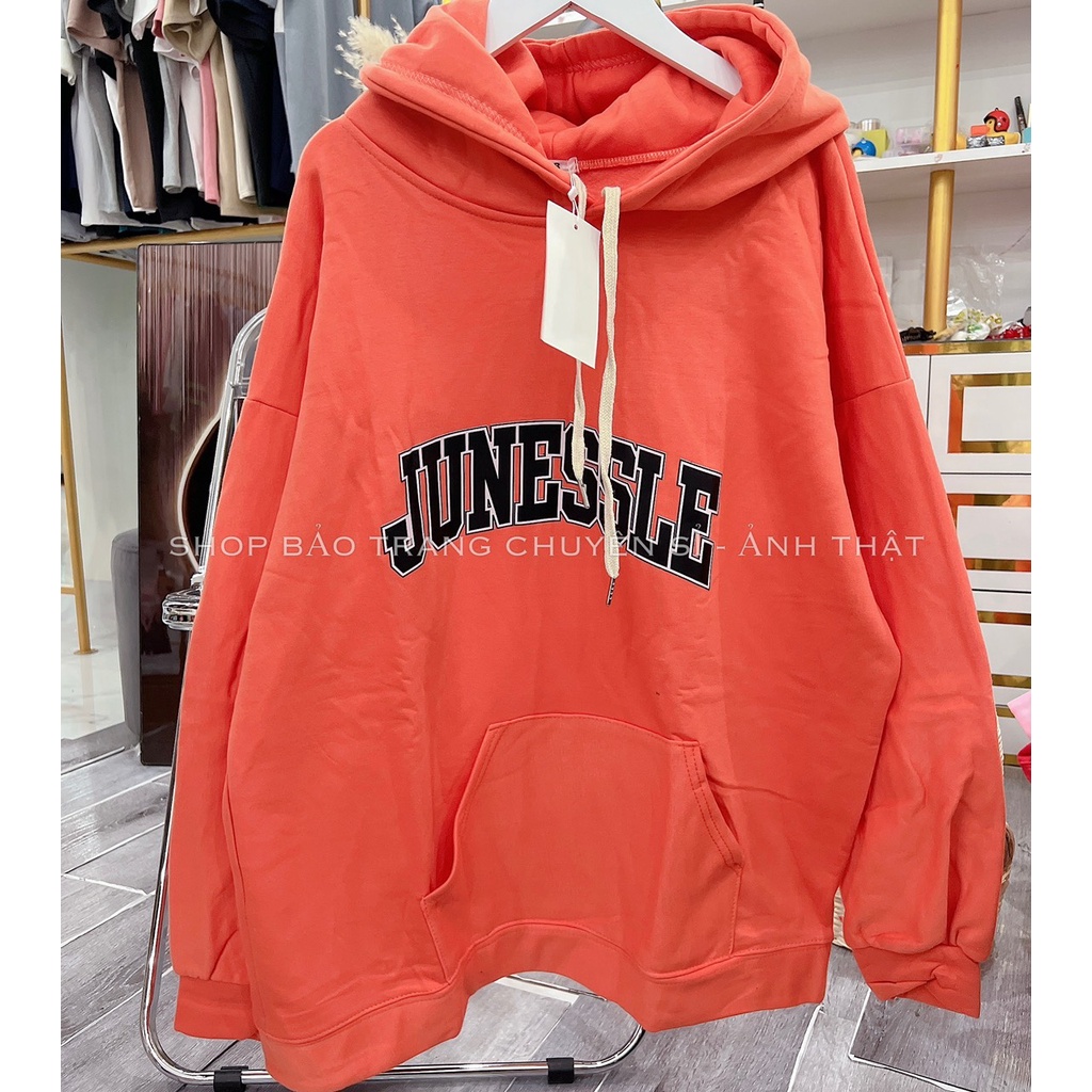 Áo Nỉ Hoodie JUNE Màu Cam Cháy Cực Dày Đẹp Form To Nam Nữ Unisex