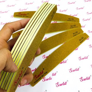 Dũa móng tay móng giả bột đắp, dũa gỗ giấy nhám vàng da bò nhám Mỹ - 80/80 Scarlett