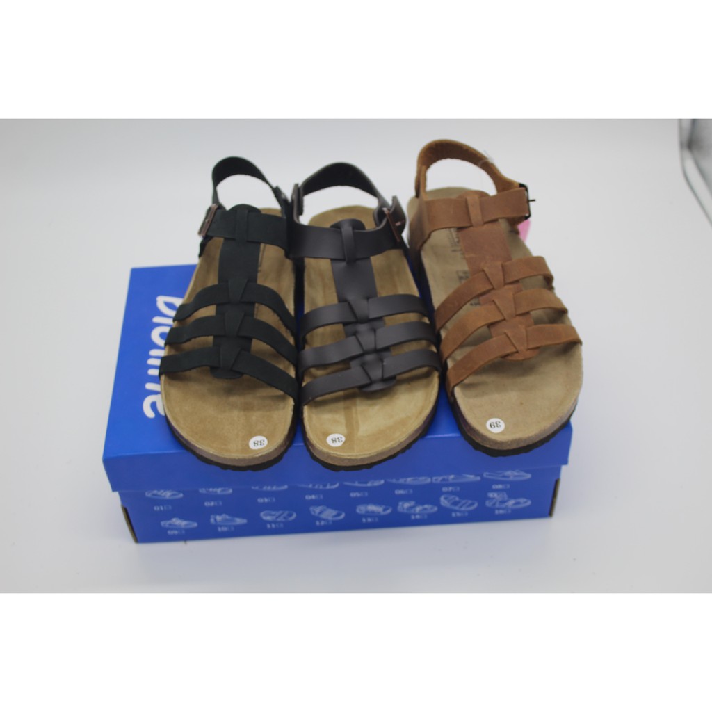 Giày sandal birken vietnam quai hậu da bò unisex xuất khẩu châu âu mã D12 Bioline