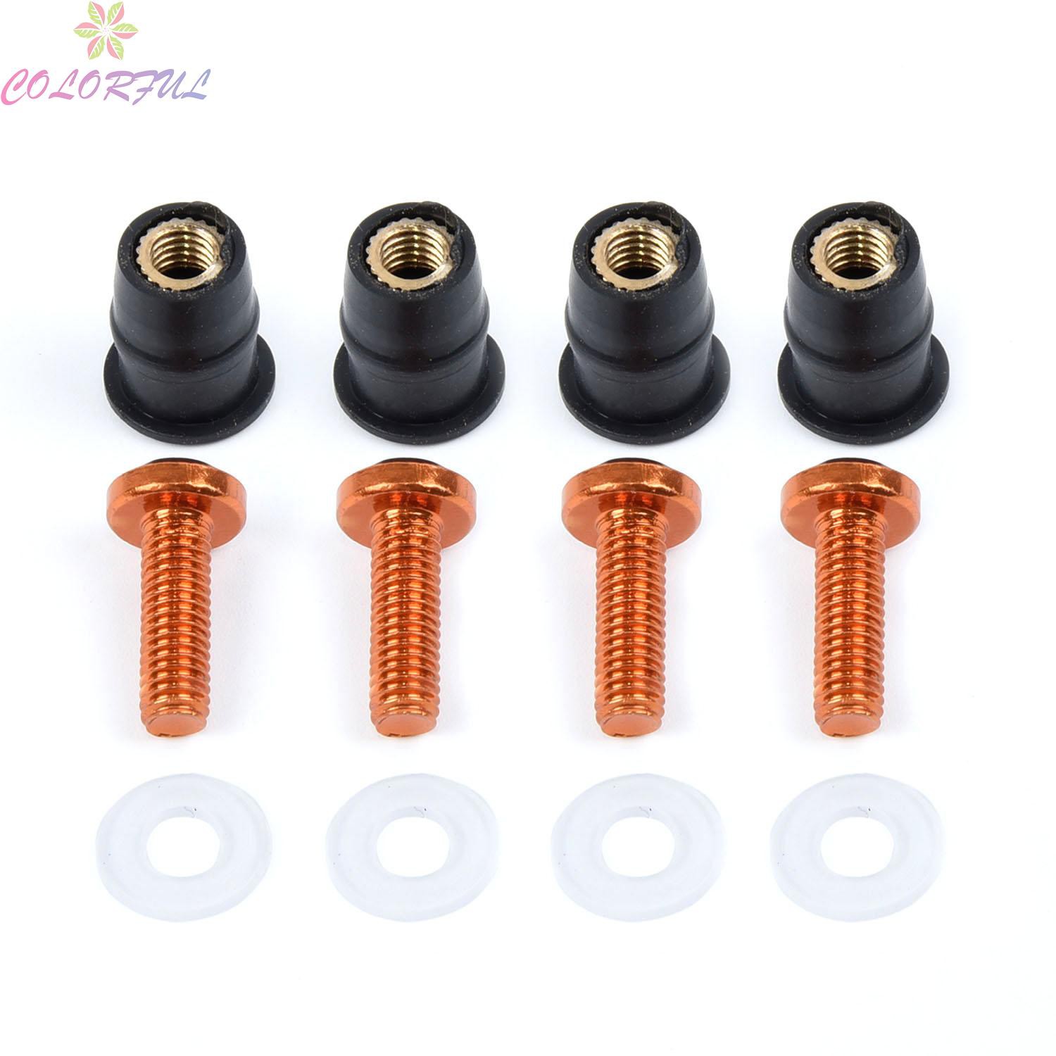 Windshield Nut Anodized Aluminum Accessories Replacement 10pcs Bolt Screw Automobiles Rubber Fairing Motorcycle