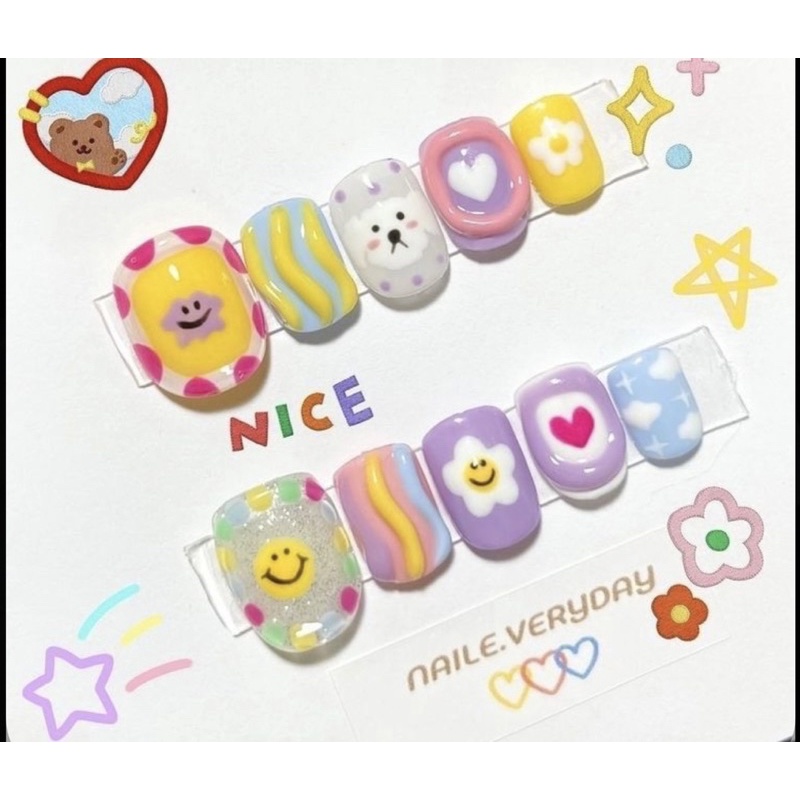 Nailbox ,10 móng úp thiết kế nhiều màu.