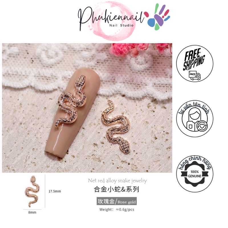 Charm hình con rắn xinh xắn trang trí nail