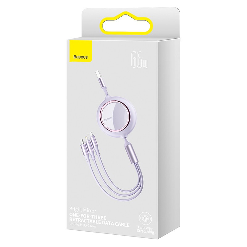 Cáp truyền dữ liệu Baseus 3 trong 1 với cổng USB cho đầu ra M+L+C 66W chuyên dụng_TOPBUY24HMall