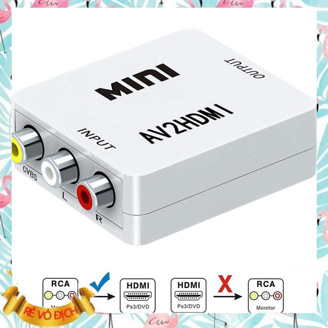 Bộ chuyển đổi AV sang HDMI (Xả Kho) Bộ chuyển đổi AV sang HDMI/Cvbs/R Video Hỗ Trợ Video 1080p Mini Chất Lượng Cao Gía S