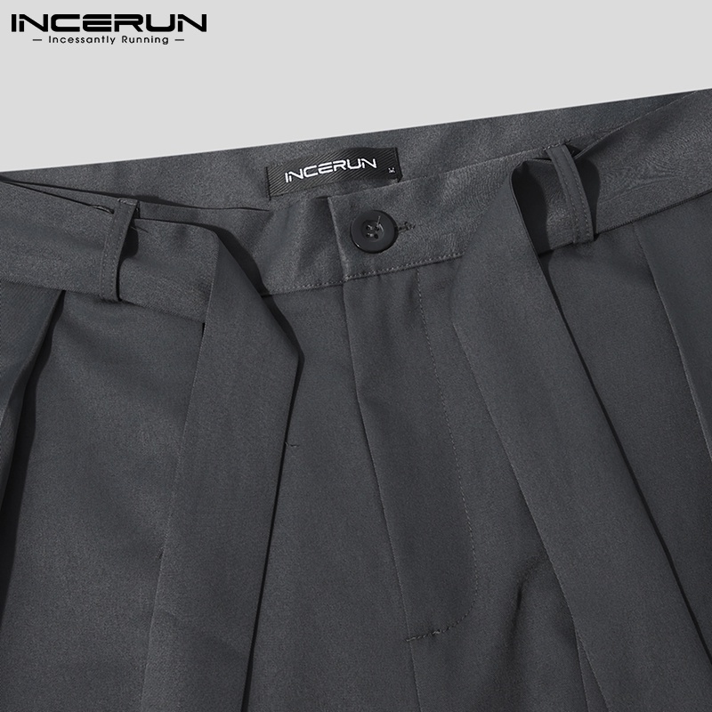 Quần dài INCERUN mềm thẳng màu đơn sắc thời trang đơn giản cho nam