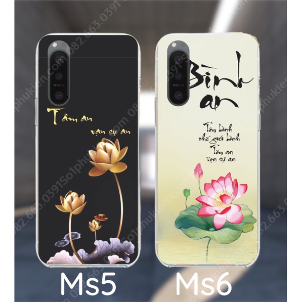 Ốp lưng Sony Xperia 5 / 5 II (5II / 5ii / 5 ii) / Xperia 1 II (1II / 1ii) dẻo in hình thư pháp, hoa sen, chú tiểu