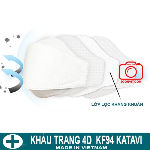 Hộp 10 khẩu trang 4D Cao Cấp Tiêu Chuẩn KF94 KATAVI