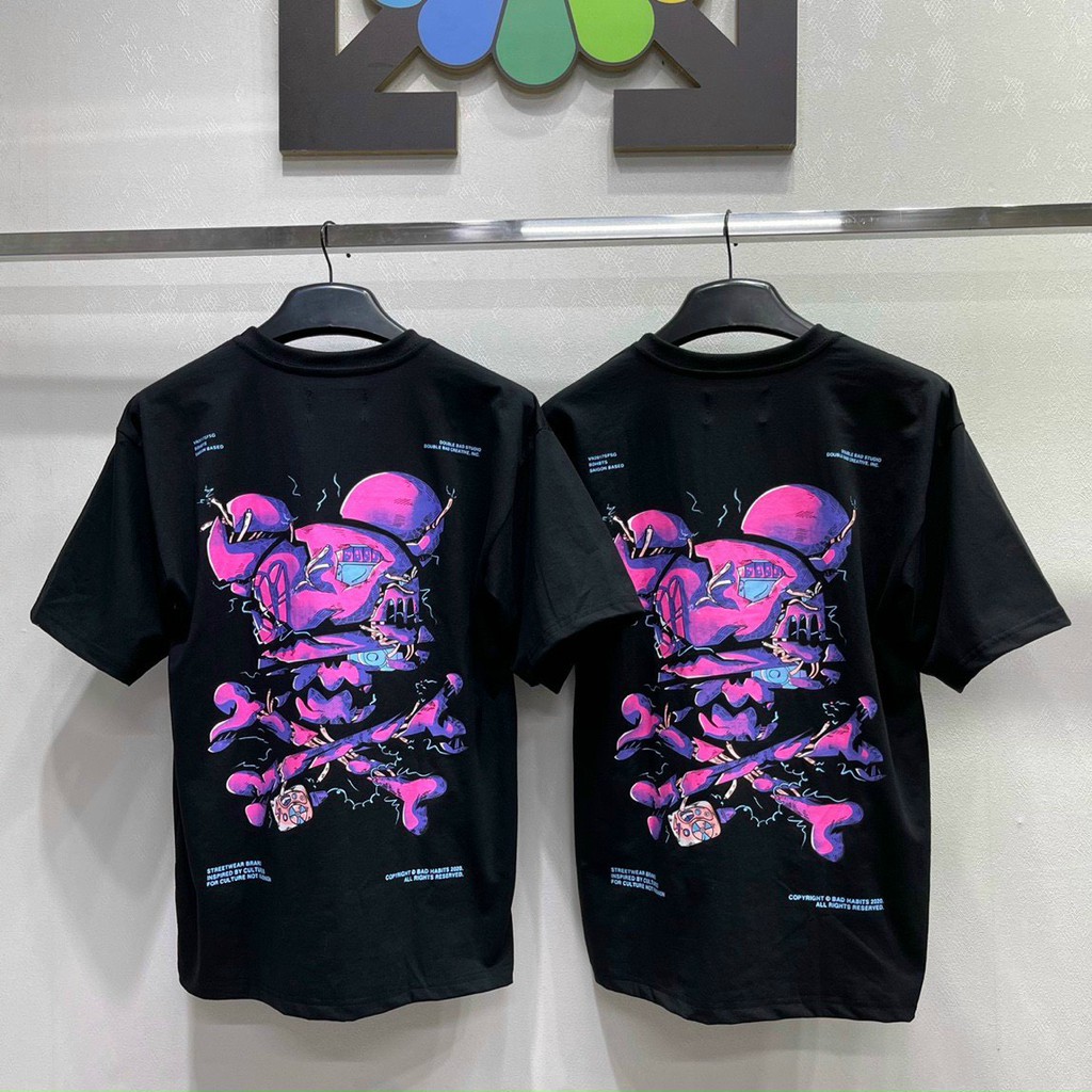 Áo thun CRACKEN người máy họa tiết đầu lâu tím unisex form rộng tay lỡ | BigBuy360 - bigbuy360.vn