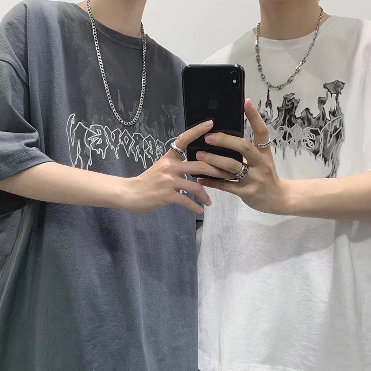 Áo thun MMIOT ngắn tay dáng rộng in họa tiết cá tính phong cách mùa hè dành cho nam