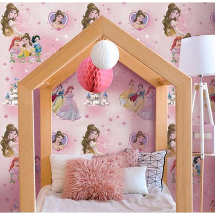 Decal giấy dán tường CÔNG CHÚA HỒNG khổ 45cm keo sẵn
