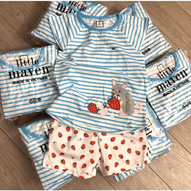 Bộ cộc tay Little maven cho bé gái size từ 12-24 cân