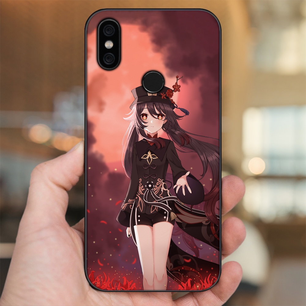 Ốp lưng Xiaomi Mi A2, Redmi 6X viền đen in hình Hutao Genshin Impact