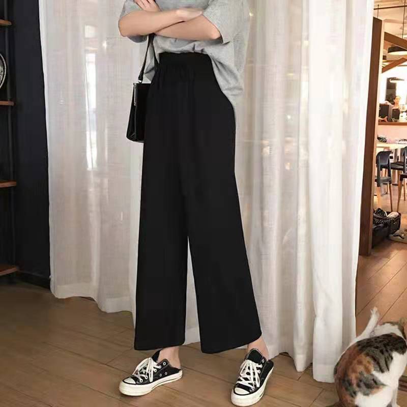 Korean style high-waisted female wide-leg pants