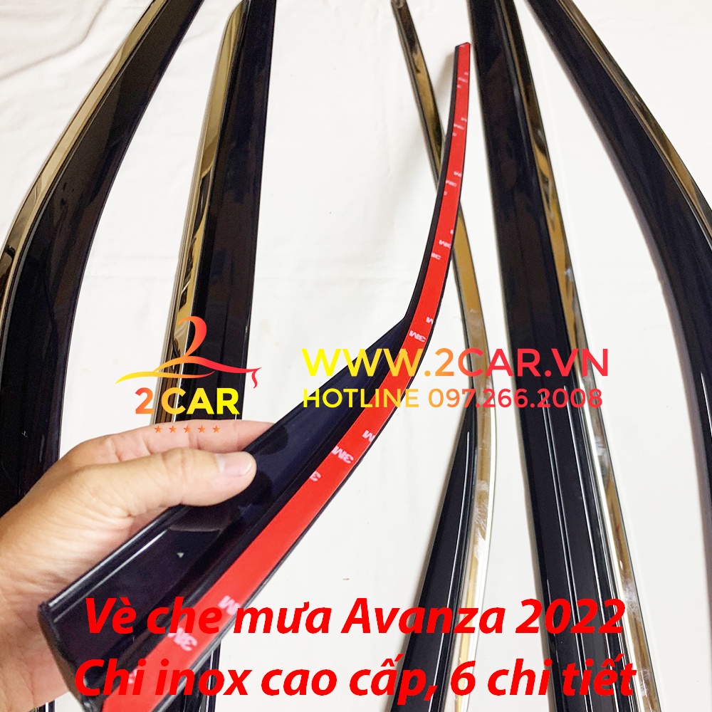 Vè che mưa, viền che mưa xe Toyota Avanza 2022 loại chỉ INOX cao cấp 6 chi tiết