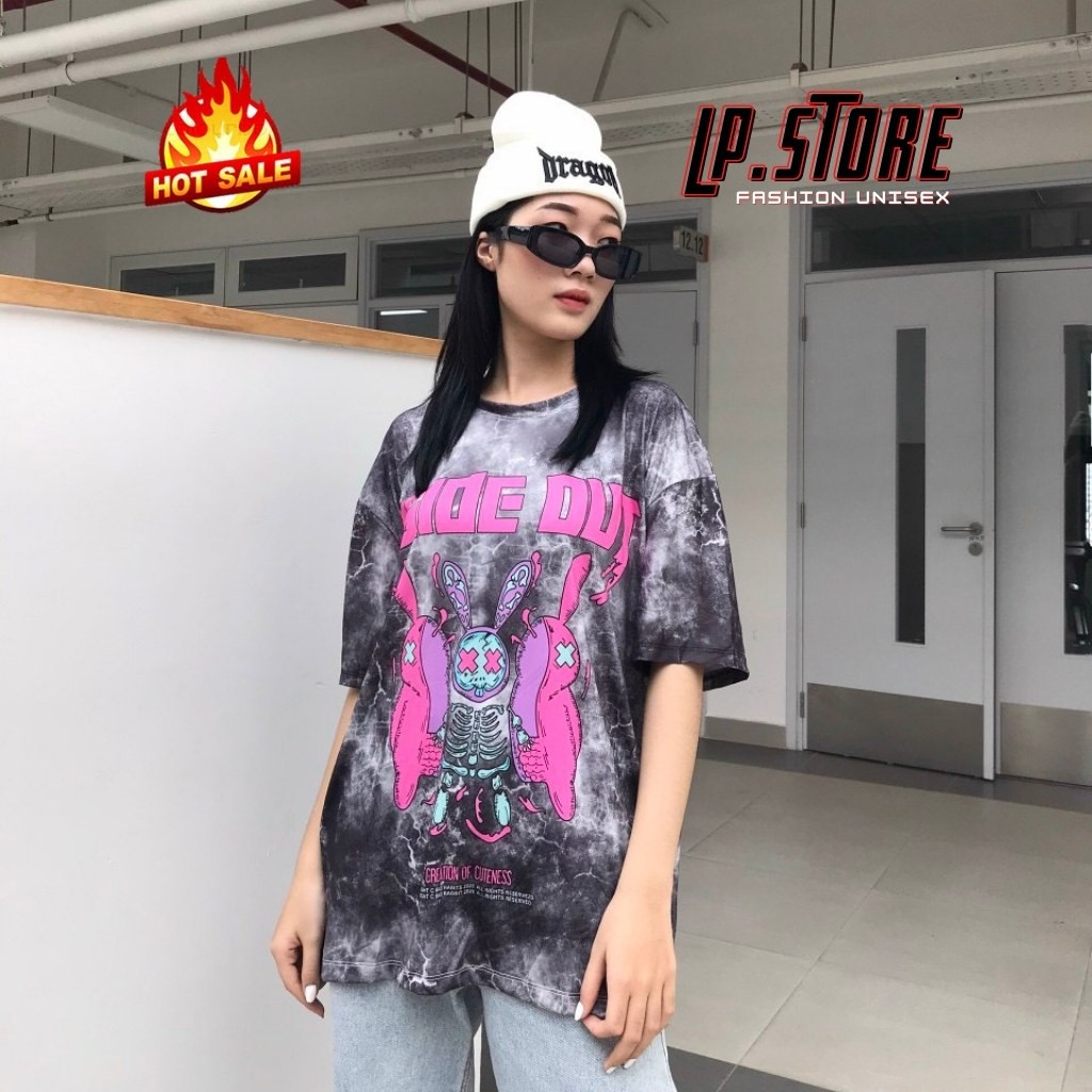 Áo Thun Tay Lỡ Loang Màu Unisex - Áo Thun Nam Nữ Form Rộng INSIDE RABBIT Siêu Hot - LP.STORE