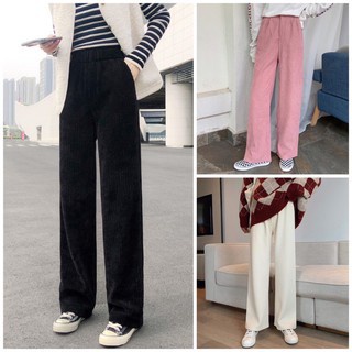 Quần Nhung Ống Rộng Culottes Ulzzang Cạp chun nữ m92